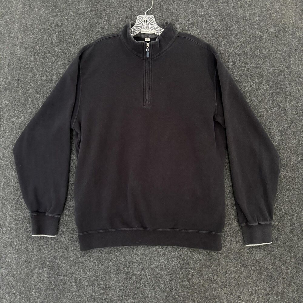Peter Millar Melange Pullover Men's Large Tall Black Quarter Zip Mock Neck